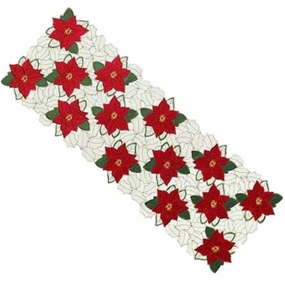 St Nicholas Square Poinsettia Table Runner - Picture 2 of 3